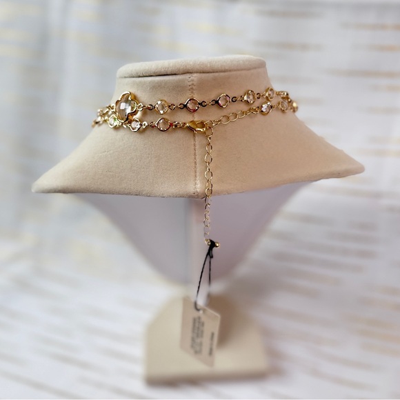 Gold Clover Crystal Layered Necklace | Anthro-Inspired Statement Jewelry - Picture 5 of 8